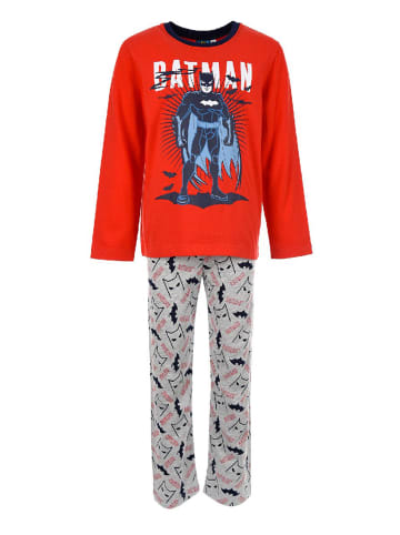 Batman 2tlg. Outfit: Schlafanzug Pyjama Langarmshirt und Hose in Rot