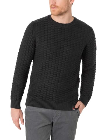 Timezone Strickpullover Rundhals 3D Muster Regular Fit in Schwarz