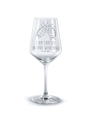 Mr. & Mrs. Panda Rotweinglas Schildkröten Paar mit Spruch in Transparent