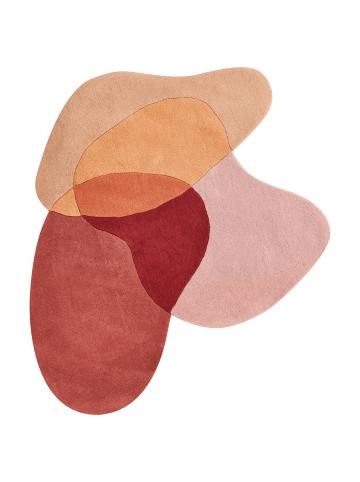 Beliani Kurzflor SINJUWI in Bunt/Rot/Rosa - (W) 140 x (L) 140 cm