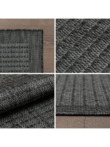 KADIMA DESIGN Teppich Outdoor Waschbar Einfarbig DAFNE Strapazierfähig OEKO-TEX in Schwarz