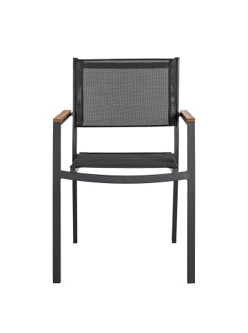home24 Gartenstuhl Daly mit Gitterstoff 2er-Set in Braun / Schwarz