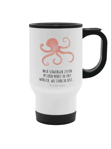 Mr. & Mrs. Panda Edelstahlbecher Tintenfisch mit Spruch in Weiß