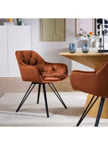 home24 Drehbarer Armlehnenstuhl COIS 2er-Set in Kupfer