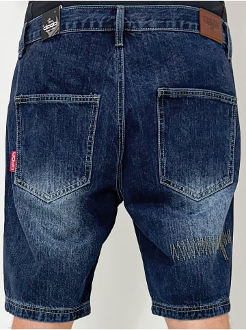 DADA Baggy Jeans Shorts mit Stickerei Loose Fit Denim Bermuda in Blau