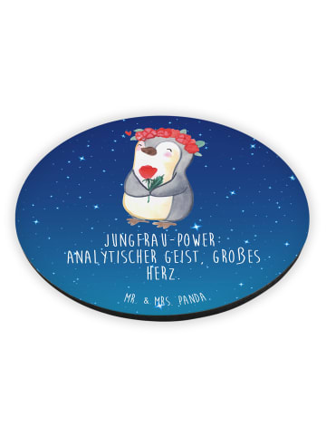Mr. & Mrs. Panda Rund Magnet Jungfrau Astrologie mit Spruch in Sternenhimmel Blau
