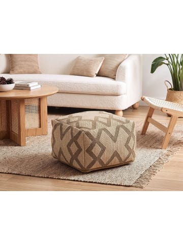 Beliani Pouf GOPI in Beige/Braun - (W) 50 x (H) 30 x (L) 50 cm