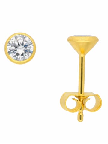 Adeliás 333 Weißgold Ohrringe / Ohrstecker mit Zirkonia Ø 4,5 mm in silber