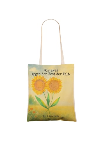 Mr. & Mrs. Panda Tote Bag Blume Sonnenblume Design mit Spruch in Weiß