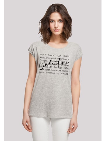 F4NT4STIC T-Shirt Valentine Herz Hugs Love Flowers in grau meliert