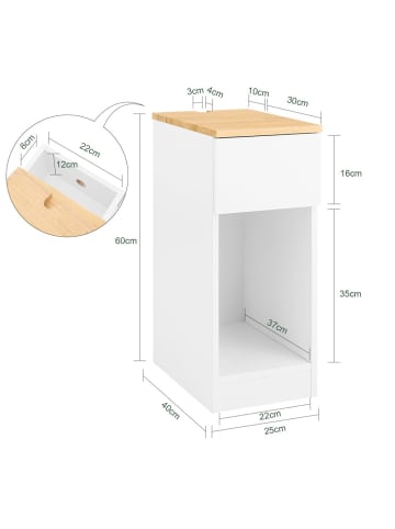 SoBuy Nachttisch in Reinweiß - (W) 25 x (H) 60 x (L) 40 cm