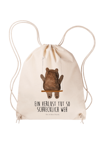 Mr. & Mrs. Panda Jutebeutel Bär Schaukel mit Spruch in Creme