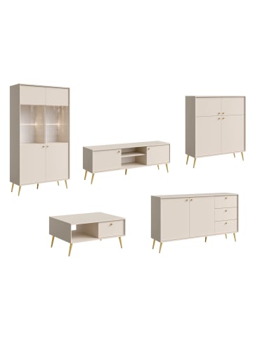 Feldmann-Wohnen Wohnzimmer Set 5-teilig Rose sandbeige 522,5 / 66 / 191cm