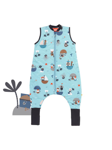 Schlummersack Schlafsack mit Füßen und umklappbaren Bündchen 1.0 TOG in Hellblau-Rot