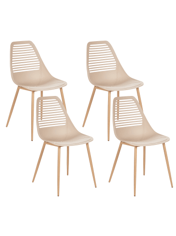 Beliani 4er-Set Esszimmerstuhl MONTELLO in Beige/Braun