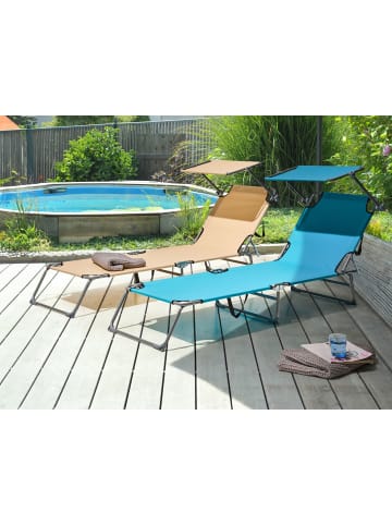 Beliani Gartenliege FOLIGNO in Blau/Silber - (W) 58 x (H) 24 x (L) 201 cm