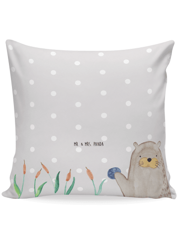 Mr. & Mrs. Panda Dekokissen Otter Stein ohne Spruch in Grau Pastell