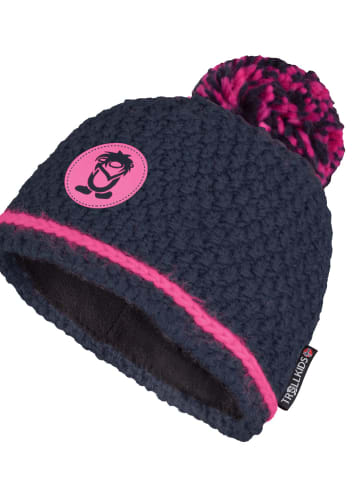 Trollkids Bommelmütze "Hemsedal" in Marineblau / Magenta