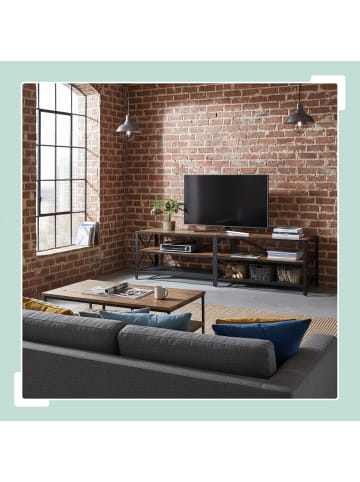 relaxdays TV-Lowboard in Braun/ Schwarz - (B)180 x (H)52 x (T)39 cm