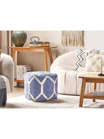 Beliani Pouf ROJHAN in Beige/Blau - (W) 40 x (H) 40 x (L) 40 cm