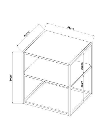 en.casa Beistelltisch Raahe in Weiß (H)50cm (B)45cm (T)40cm