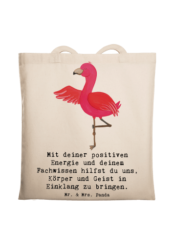 Mr. & Mrs. Panda Tragetasche Yoga Trainerin Harmonie mit Spruch in Creme