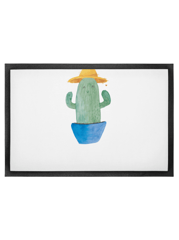 Mr. & Mrs. Panda Eingangsteppich Kaktus Hut mit Spruch in Schwarz