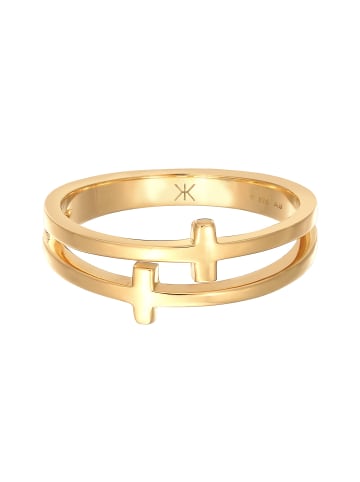 KUZZOI Ring 925 Sterling Silber Kreuz in Gold