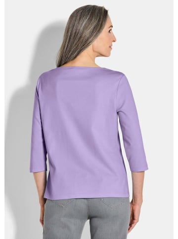 GOLDNER Kurzgröße:  Basic Shirt mit U-Boot-Ausschnitt in flieder