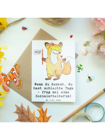 Mr. & Mrs. Panda Grußkarte Sozialarbeiterin Stärketage mit Spruch in Weiß