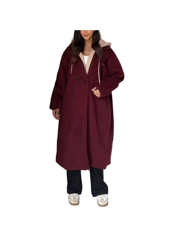 Ital-Design Mantel in Weinrot und Beige