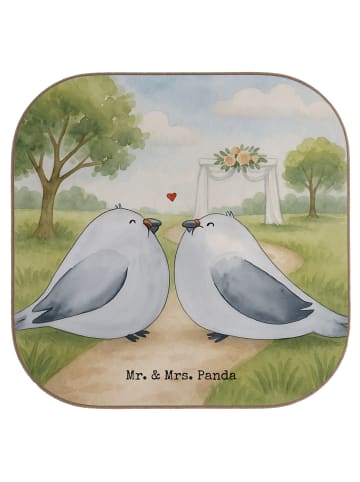 Mr. & Mrs. Panda gläseruntersetzer Tauben Liebe Design ohne Spruch in Weiß