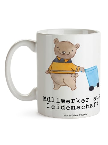 Mr. & Mrs. Panda Tasse Müllwerker Leidenschaft mit Spruch in Weiß