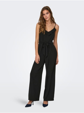 ONLY Jumpsuit Gürtel Taille Rüschen Schmale Träger in Schwarz-3