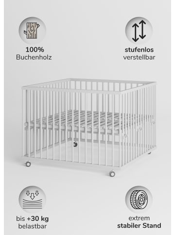 Sämann Sämann Laufgitter mit Sprossen, Lattenrost & Matratze SleepPlus weiß Premium