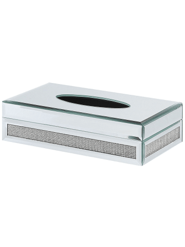 Beliani Tücherbox CHARLY in Silber - (W) 26 x (H) 7 x (L) 15 cm