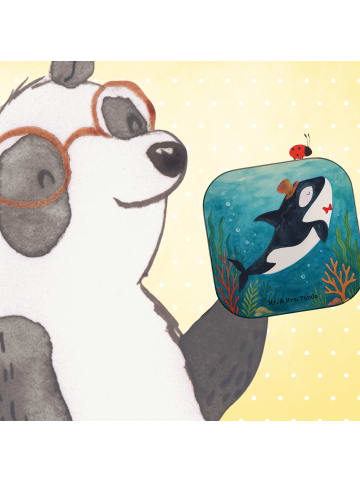 Mr. & Mrs. Panda Holzuntersetzer Orca Zylinder Design ohne Spruch in Weiß