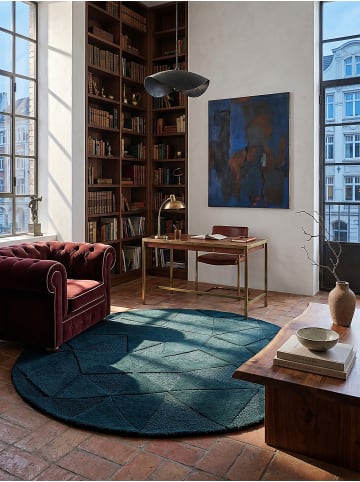 KADIMA DESIGN Teppich Wolle Handgetuftet DEBEN Geometrisch Wohnzimmer Modern in Türkis