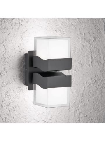 Licht-Erlebnisse Außen Wandlampe EEK G (B)11 x (H)24 cm in Schwarz Transparent
