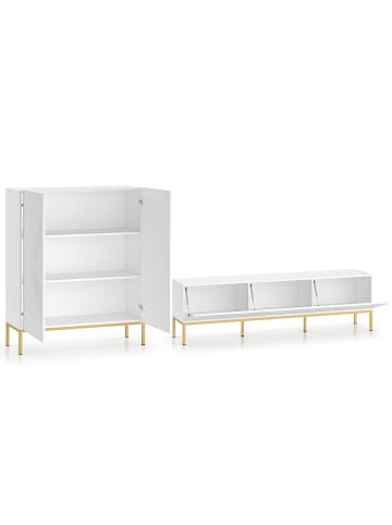 Feldmann-Wohnen Wohnzimmer-Set 2-teilig Clearing weiß / gold 270 / 37 / 120cm