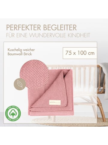Babydecke Reiskorn-Struktur "verträumte Heide" in Pink - 75x100 cm