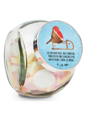 Mr. & Mrs. Panda keksglas Rotkehlchen Schlitten mit Spruch in Eisblau