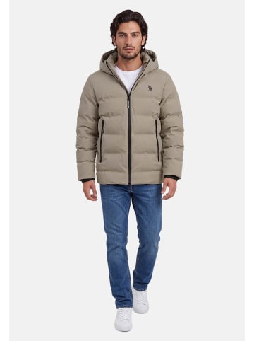 U.S. Polo Assn. Jacke USXxander – Herren Steppjacke mit Kapuze und Logo-Patch in Beige
