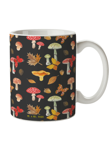 Mr. & Mrs. Panda Kaffeetasse Pilze Schmetterlinge ohne Spruch in Grau