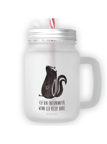 Mr. & Mrs. Panda Limonadenglas Stinktier Sitzen mit Spruch in Transparent