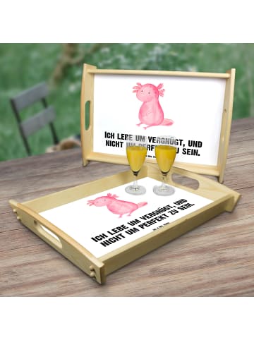 Mr. & Mrs. Panda Holz Tablett Axolotl Niedlich mit Spruch in Weiß