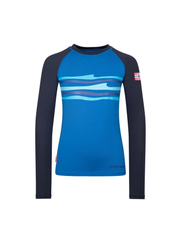 Trollkids Badeshirt langarm Haukland in navy/glow blue