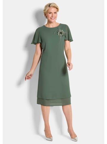 GOLDNER Chiffonkleid Abendkleid mit abnehmbarer Brosche in salbei