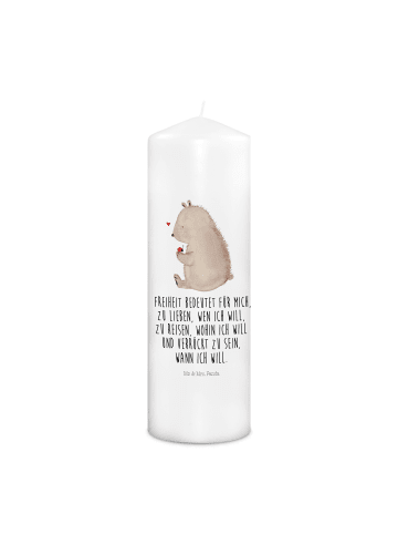 Mr. & Mrs. Panda Kerze Bär Marienkäfer mit Spruch in Weiß