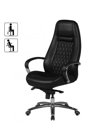 KADIMA DESIGN Bürostuhl AUSTIN Echt-Leder Schreibtischstuhl 120KG in Schwarz